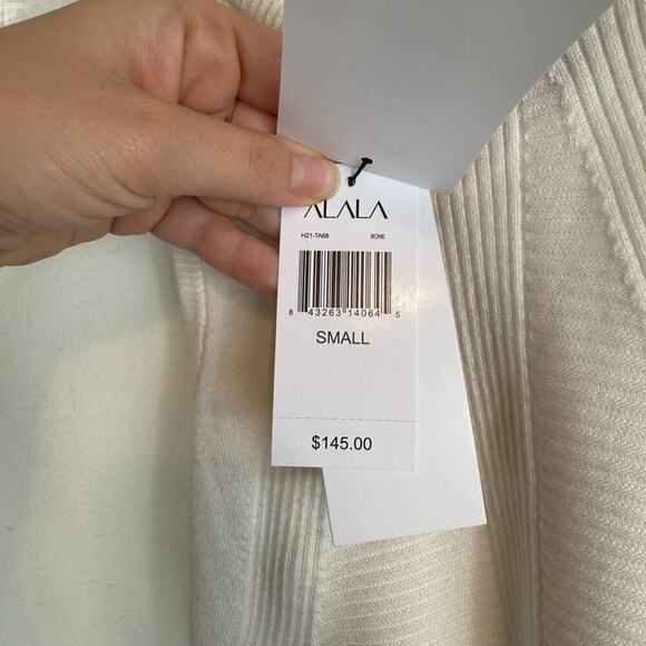 NWT Alala Goddess Cashmere Sleeveless Racerback Knit Crop Tank Top Bone Small - Picture 3 of 6